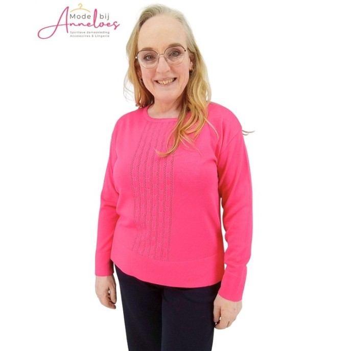 Micha Pullover ajour baan Hot Pink Micha Pullover ajour baan Hot Pink