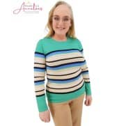 Z Micha Pullover streep groen blauw zand