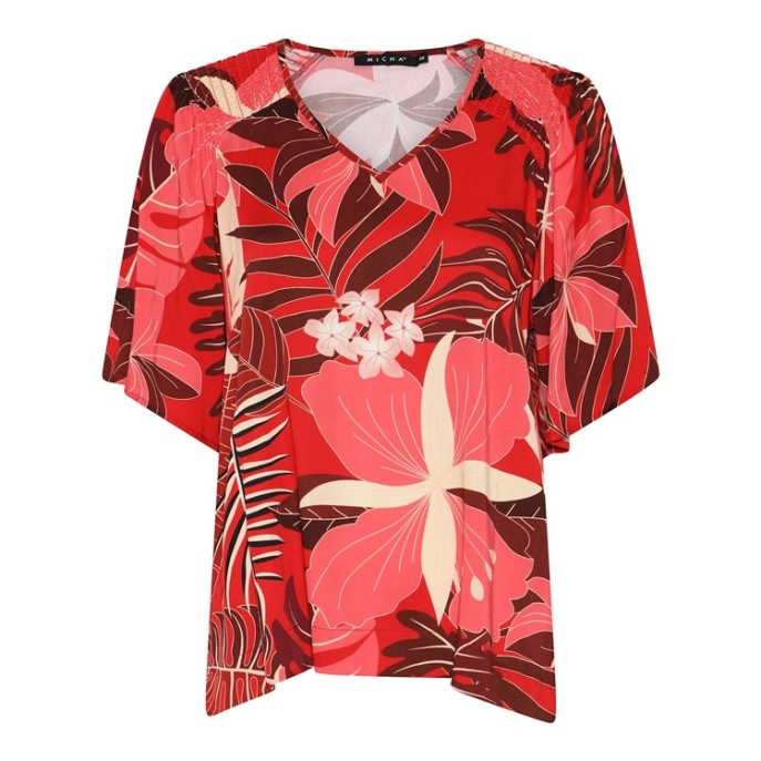 Micha blouse 181117 bladprint Rood zand