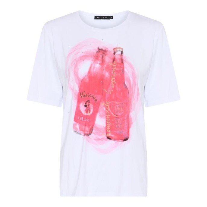 Micha T-shirt opdruk flessen Wit rood