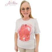 S Micha T-shirt opdruk flessen Wit rood S Micha T-shirt opdruk flessen Wit rood