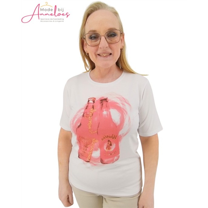 Micha T-shirt opdruk flessen Wit rood