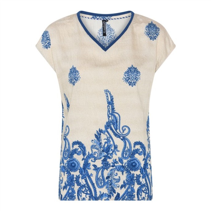 Z Soulmate blouse Ditta 4 print 4507 Ecru Blauw