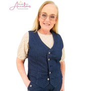Red Button Gilet jeans Herringbone Dark Blue