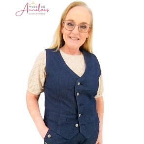 Red Button Gilet jeans Herringbone Dark Blue