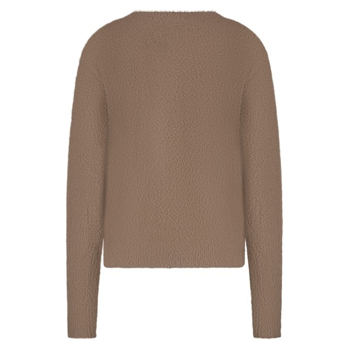 Red Button trui Fuzzy puff sleeve Mid Brown