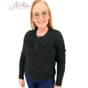 Red Button Vest Fuzzy Zwart