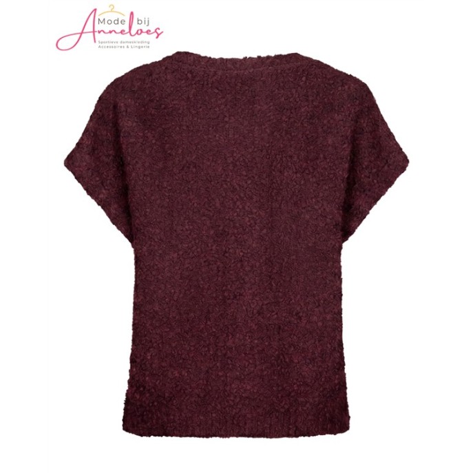Red Button Vest Mouwloos Bouclé SRB5074 Donker Burgundy