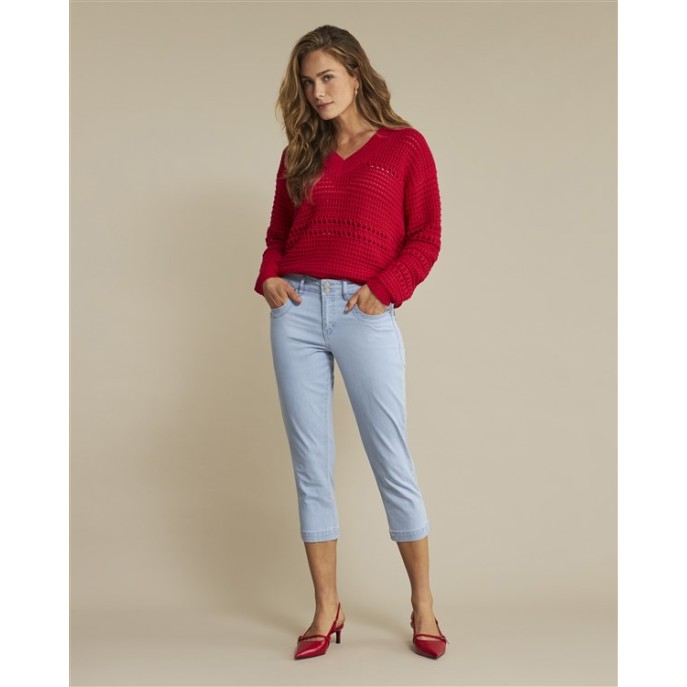 Red Button capri broek Romy Bleach Blue stripe
