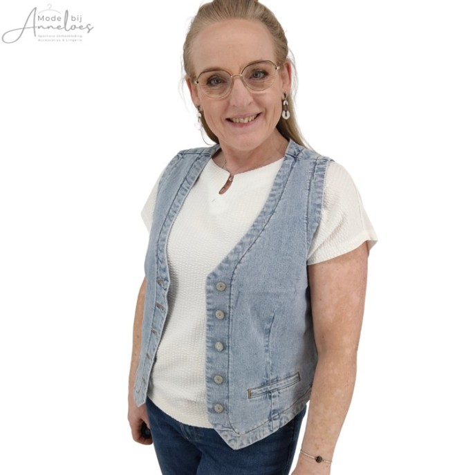 Z Red Button Gilet jeans Light Stone