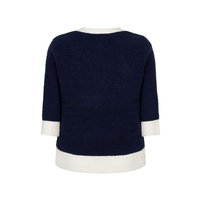 Red Button vest vhals Donker blauw Ecru