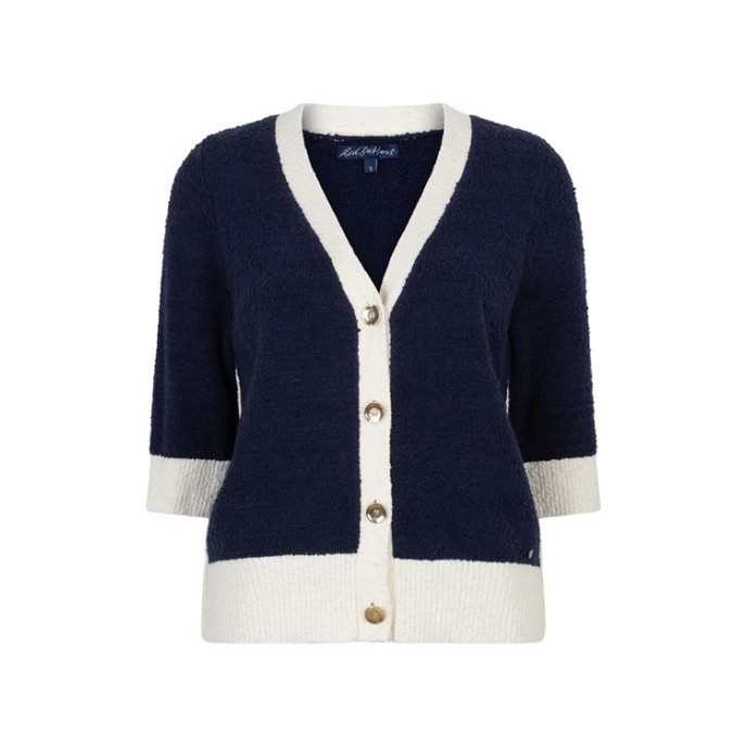 Red Button vest vhals Donker blauw Ecru