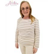 Red Button T-shirt Terry stripe Pebble Red Button T-shirt Terry stripe Pebble