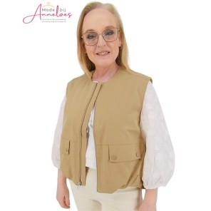 Red Button Gilet Ivy Ritsluiting Dark sand