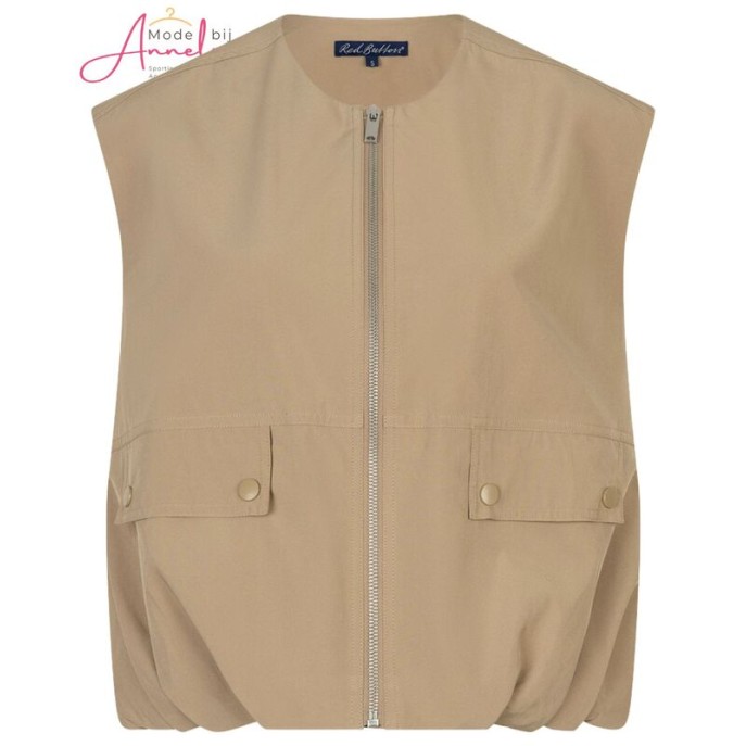 Red Button Gilet Ivy Ritsluiting Dark sand