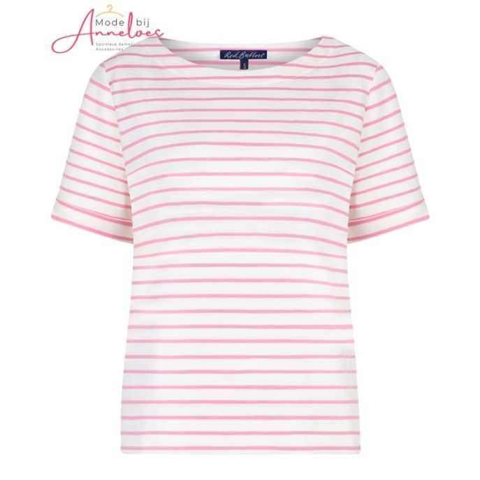 Red Button sweatshirt Terry Stripe Pink