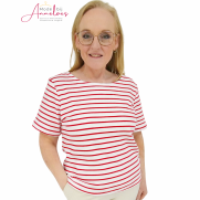 Red Button T-shirt Terry Stripe Red SRB4754