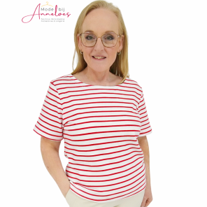 Red Button T-shirt Terry Stripe Red SRB4754