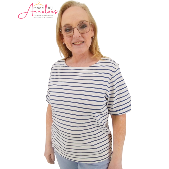 Red Button sweatshirt Terry Stripe jeans blue