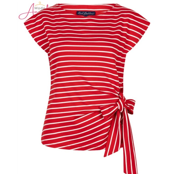 Red Button T-shirt Terry Stripe Red