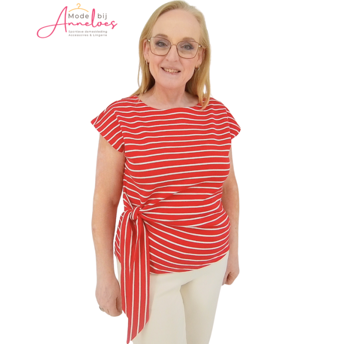 Red Button T-shirt Terry Stripe Red