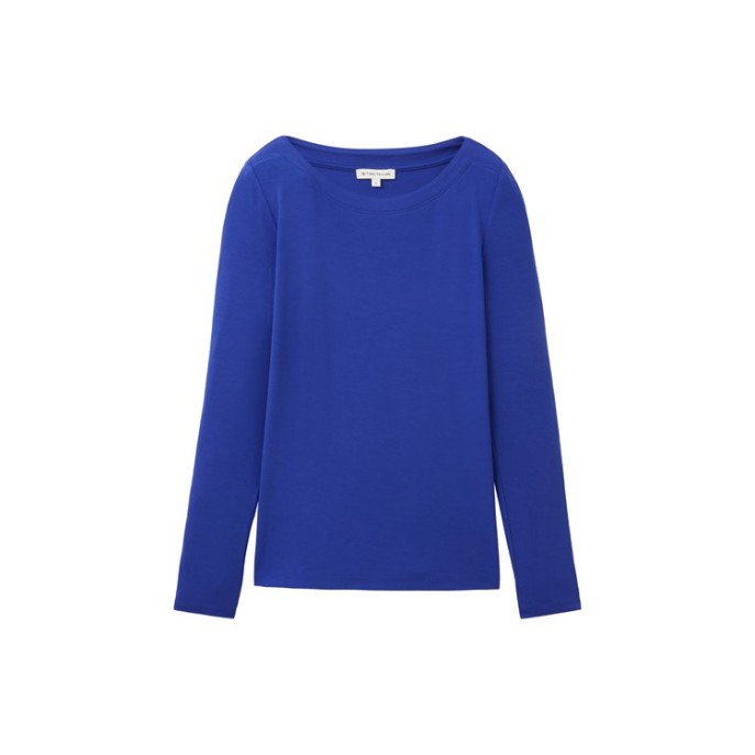 T-shirt basic boothals - Blauw