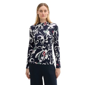 Z T-shirt turtle print - Marine ecru wijnrood