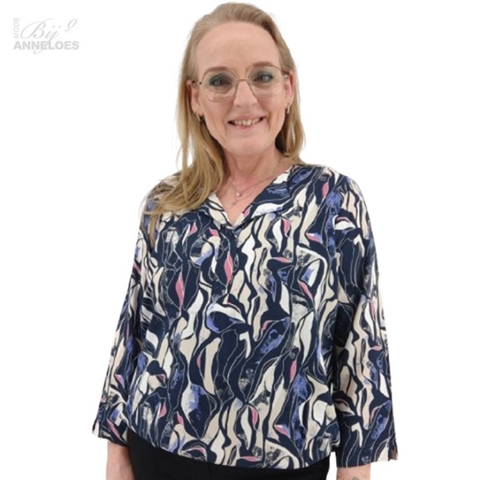 Z Blouse 3/4 mouw print - Marine zand roze blue