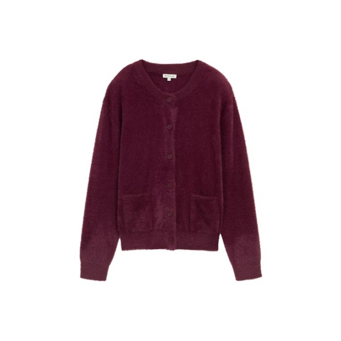 Tom Tailor vest harig knopen Burgundy