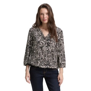 Tom Tailor blouse print Marine Zand offwhite