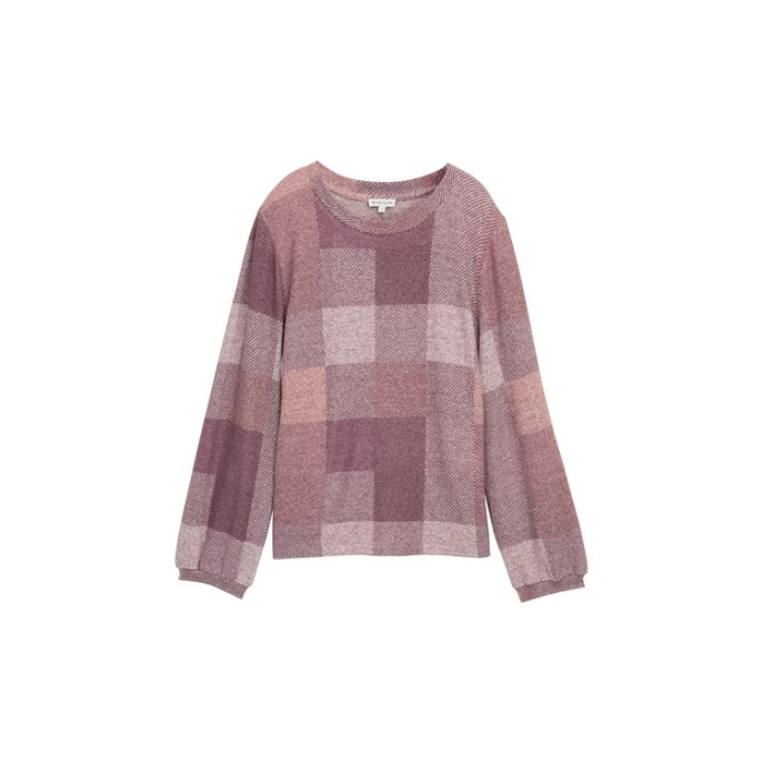 Tom Tailor dames pullover 1044923 ruit Wijnrood stone