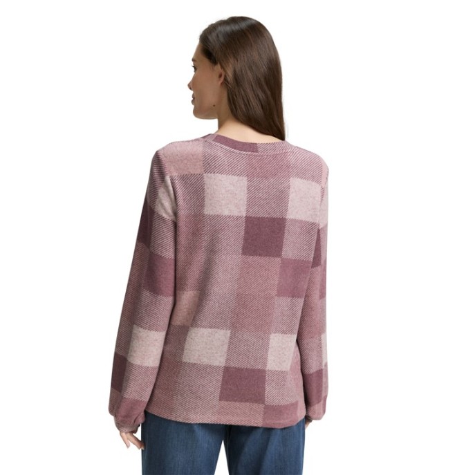 Tom Tailor dames pullover 1044923 ruit Wijnrood stone