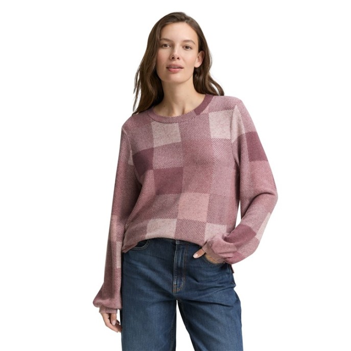 Tom Tailor dames pullover 1044923 ruit Wijnrood stone