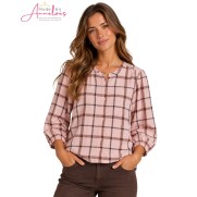Tom Tailor dames blouse 1052595 Ruit Roze bruin Tom Tailor dames blouse 1052595 Ruit Roze bruin