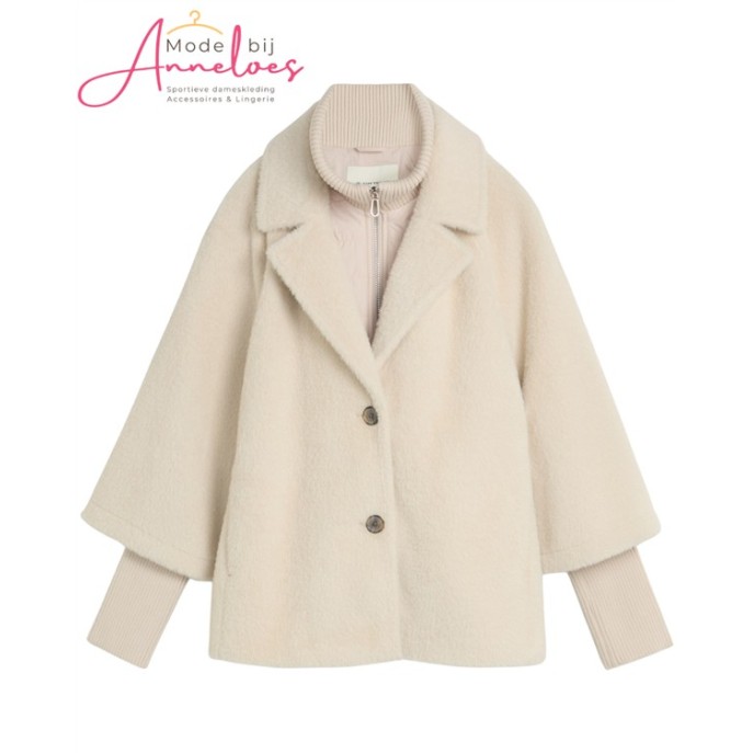 Tom Tailor dames winterjas cosy cape 1051134 Ecru