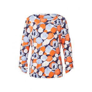 T-shirt boothals LM - Blauw oranje ecru