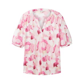 T-shirt print KM - Roze ecru