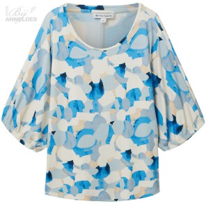 T-shirt batwing print - Blauw ecru