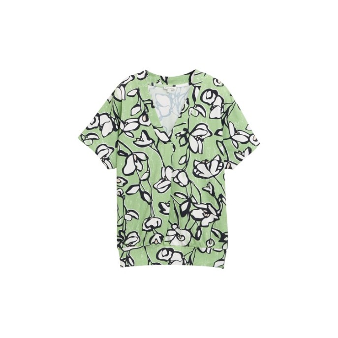 Z Tom Tailor dames T-shirt v-hals groen marine wit