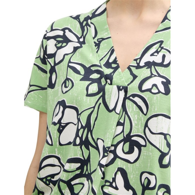 Z Tom Tailor dames T-shirt v-hals groen marine wit