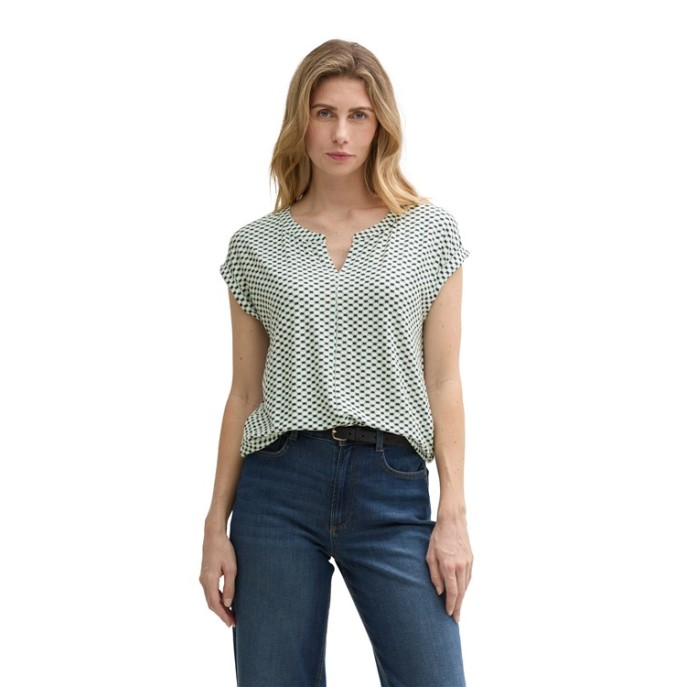 Z Tom Tailor blouson shirt Ecru groen marine
