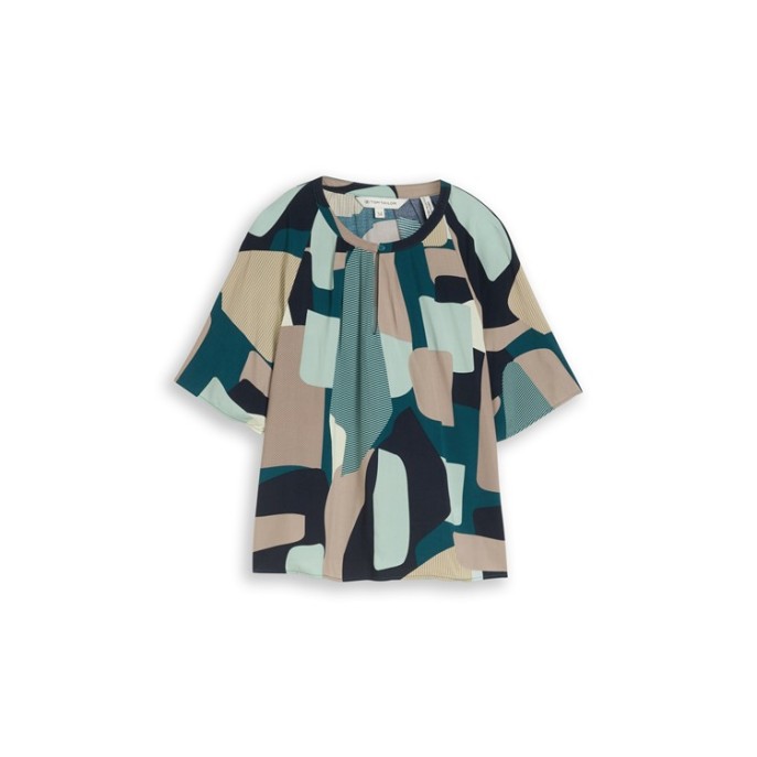 Tom Tailor blouse modern shape Groen taupe marine