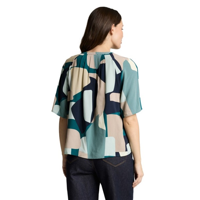 Tom Tailor blouse modern shape Groen taupe marine
