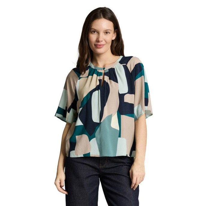 Tom Tailor blouse modern shape Groen taupe marine
