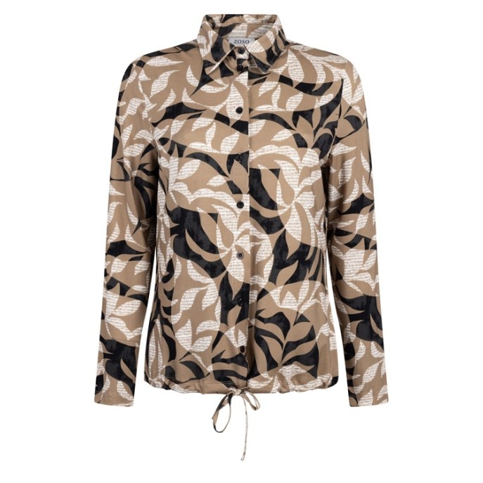 ZOSO Blouse Patty Camel Zwart ecru print