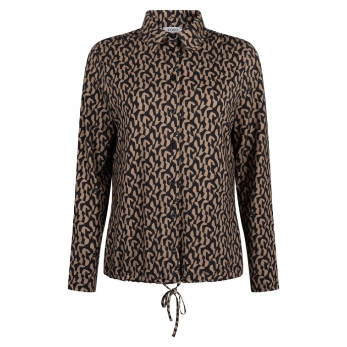 ZOSO Blouse Pia Camel Zwart print