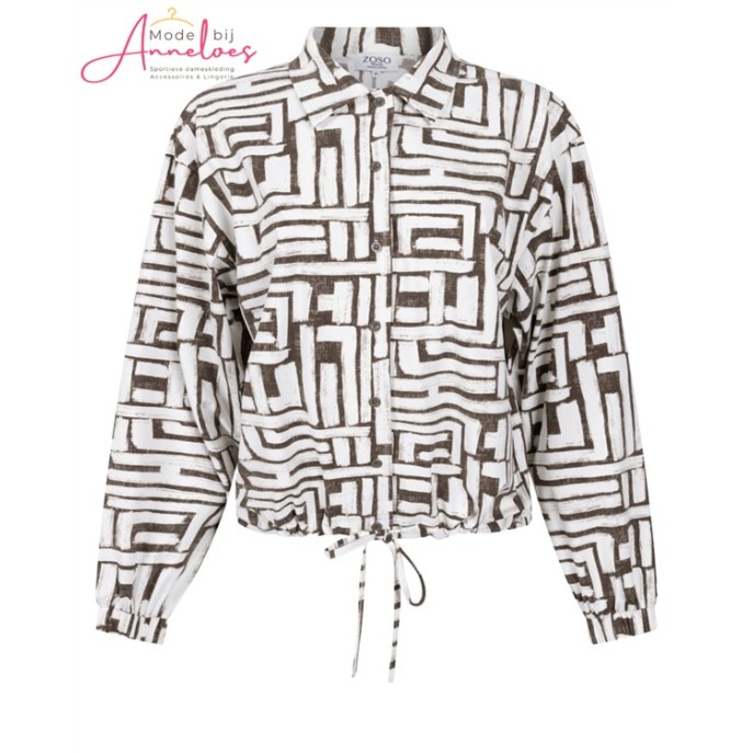 ZOSO Blouse Fresca Travel Groen ecru print