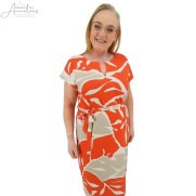 S ZOSO zomerjurk Claire oranje zand wit