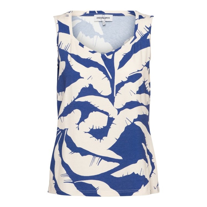 Andco Woman Top Via Banana Leaf Kobalt ecru